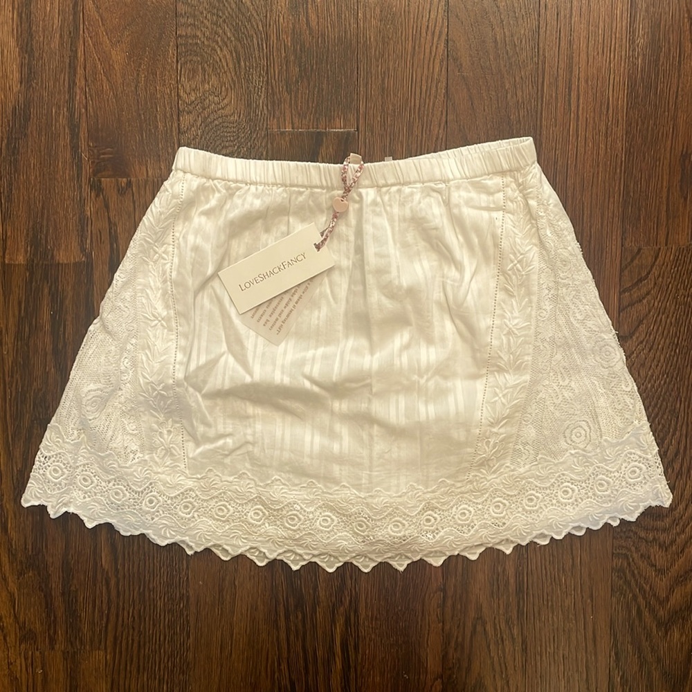 New with tags LoveShack Fancy Sterling Skirt True White Small